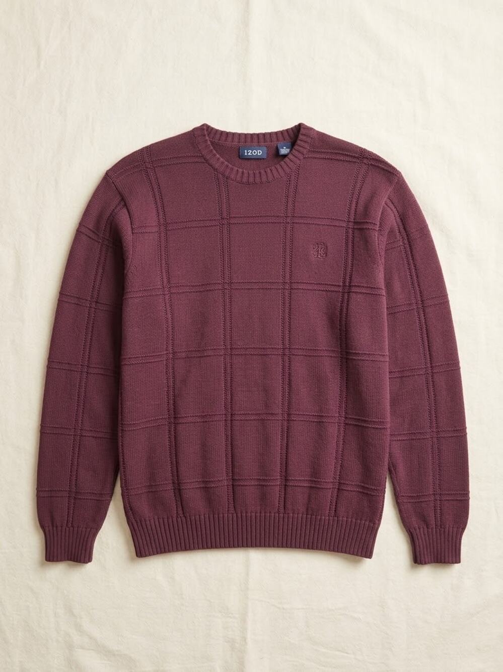 Vintage IZOD Burgundy Ribbed Knit Sweater 100% Cotton Men's L